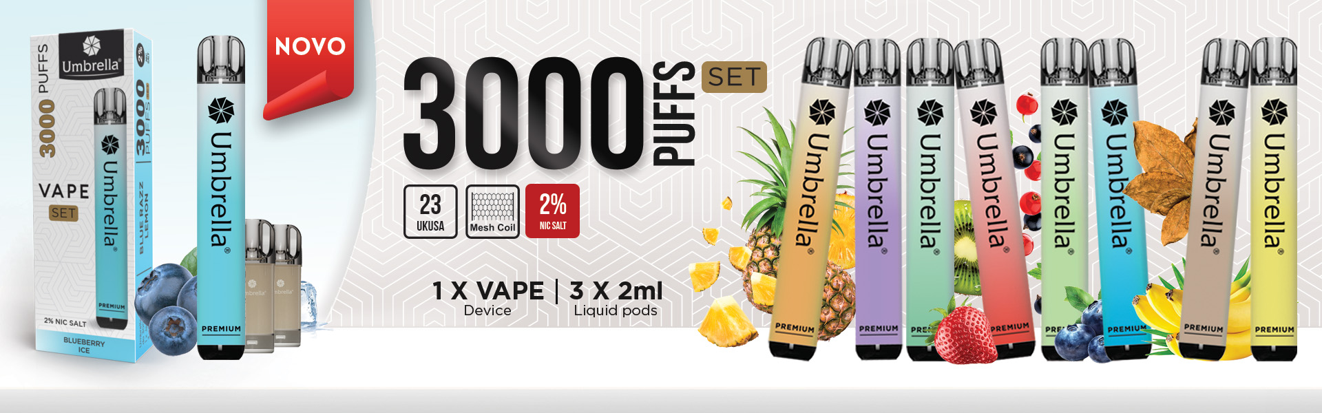 NOVO - Umbrella 3000 PUFFS SET