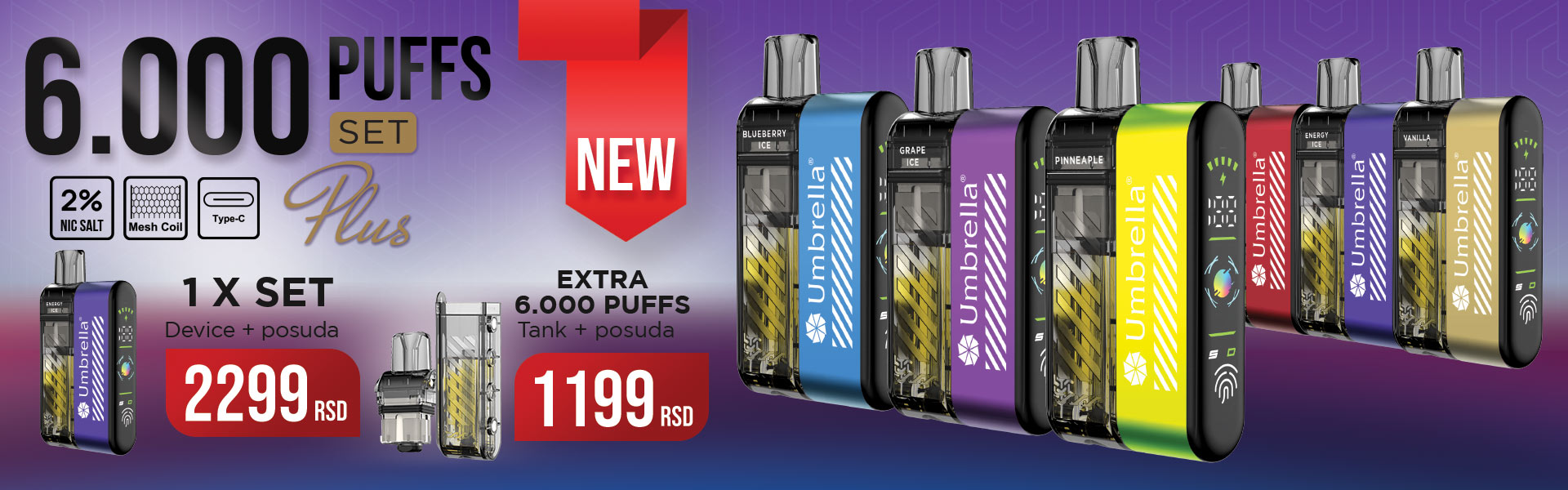 Umbrella 6000 PUFFS SET PLUS