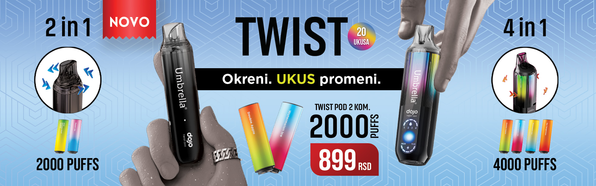 Umbrella 2 x Twist  POD 2000 puffs